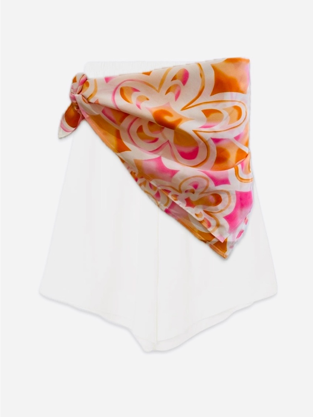 NWT SILKLETTE Claire 100% Fine Silk Kerchief Scarf ORANGE/PINK/WHITE